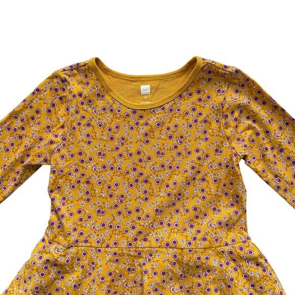 NWOT Tea Collection Mustard Floral Dress Size 5 - Picture 2 of 5